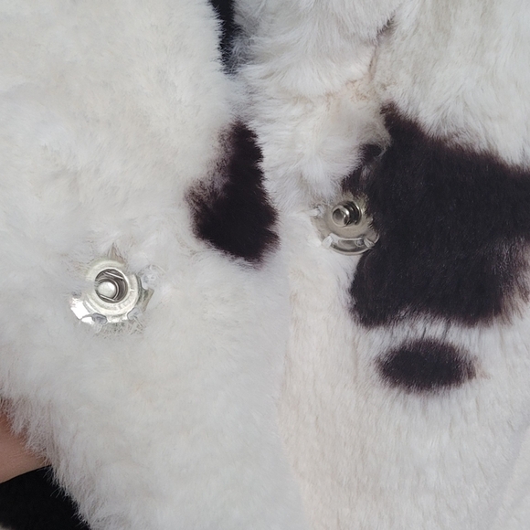 AMBER SKY Cow-Print Faux Fur Women Coat-Brown/Cream Size XL - Picture 6 of 11